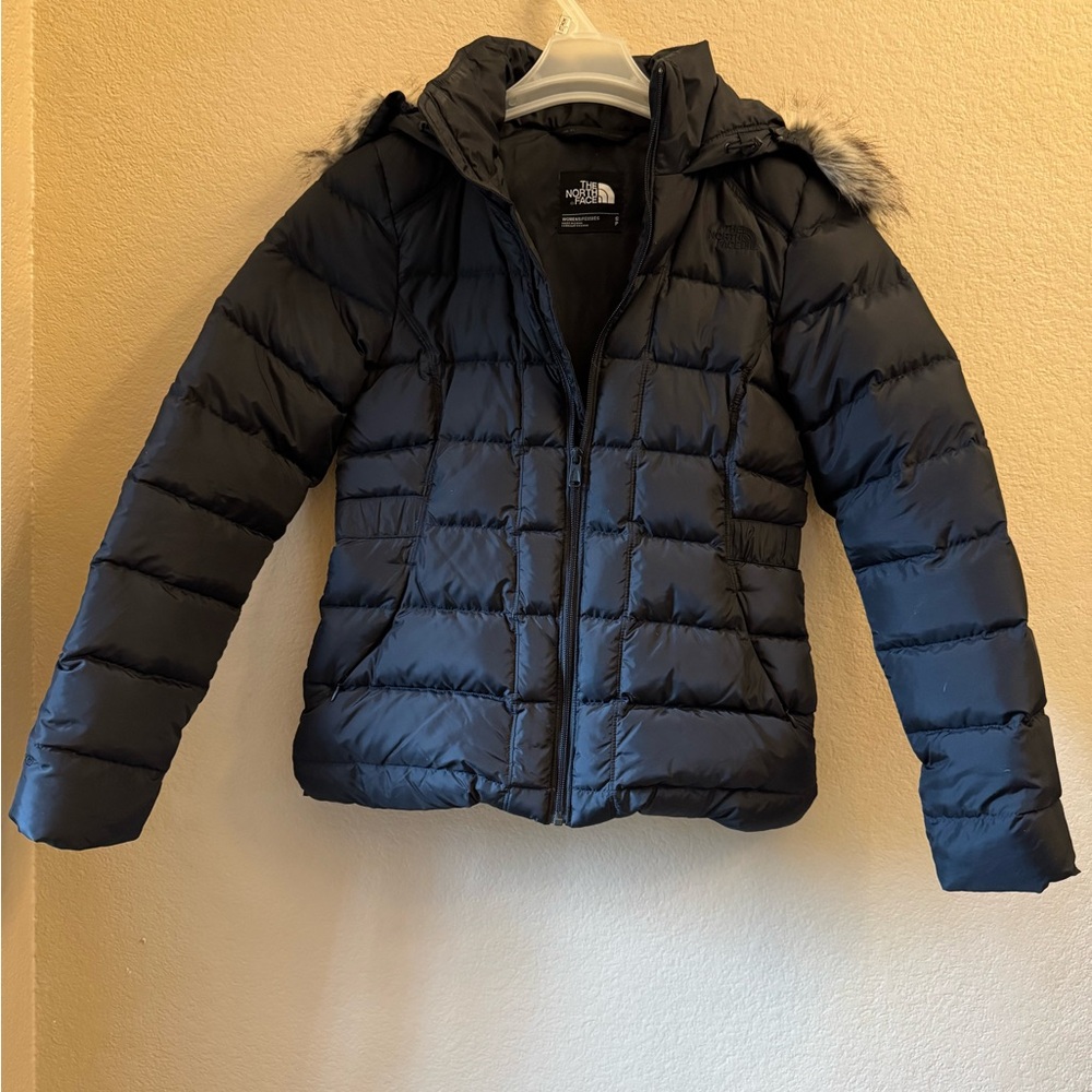 The North Face Black Puffer Jacket with Faux Fur Trim